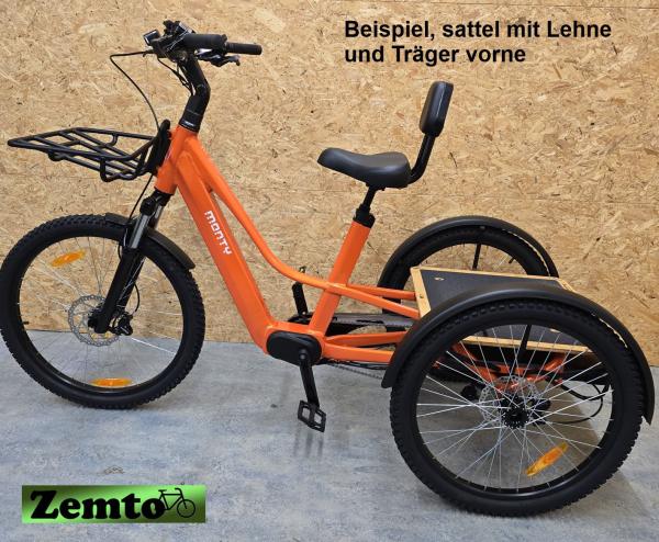 Elektro Dreirad Zocket 24, Mittelmotor, 80 NM / 540 WH, Gefedert, sehr Stark, Wein-rot